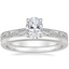 18K White Gold Elsie Ring with Petite Comfort Fit Wedding Ring
