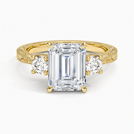 18K Yellow Gold Elsie Three Stone Engraved Diamond Ring (1/3 ct. tw.)