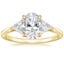 18K Yellow Gold Luxe Trillion Cut Three Stone Diamond Ring, smalltop view