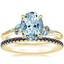 18K Yellow Gold Camellia Indigo Milgrain Ring with Luxe Ballad Sapphire Ring
