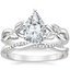 18K White Gold Budding Willow Ring with Petite Twisted Vine Diamond Ring (1/8 ct. tw.)