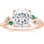 14K Rose Gold Arden Diamond Ring with Lab Emerald Accents, smalltop view