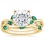 18KY Moissanite Willow Bridal Set With Lab Emerald Accents, smalltop view