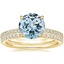 18KY Aquamarine Petite Demi Diamond Ring with Ballad Diamond Ring, smalltop view
