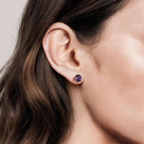 Amethyst Solitaire Stud Earrings