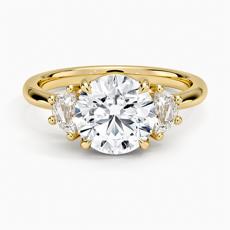 18K Yellow Gold Half Moon Three Stone Diamond Ring (1/4 ct. tw.)