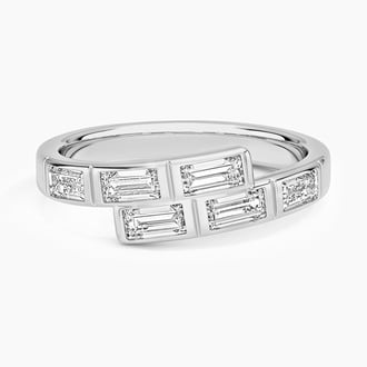 Brooklyn Baguette Lab Diamond Bypass Ring in 14K White Gold