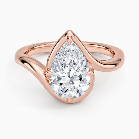 14K Rose Gold Bezel Bypass Solitaire Diamond Ring