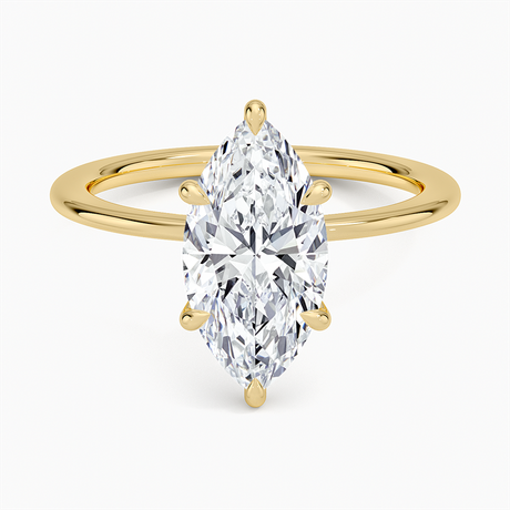 18K Yellow Gold Petite Secret Halo Diamond Ring