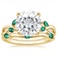 18KY Moissanite Willow Bridal Set With Lab Emerald Accents, smalltop view