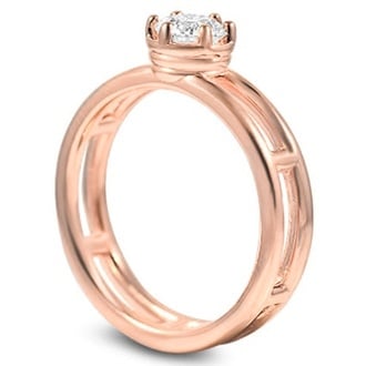 Custom Double-Band Ring with Raised Solitaire