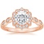 14K Rose Gold Cadenza Halo Diamond Ring, smalltop view