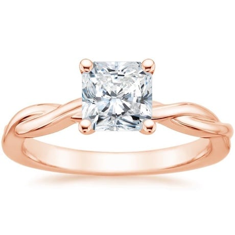 14K Rose Gold Twisted Vine Ring with Petite Twisted Vine Diamond Ring (1/8 ct. tw.)