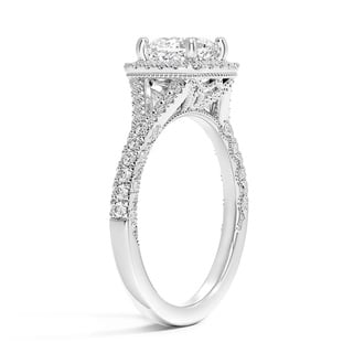 Custom Split Shank Halo Diamond Ring