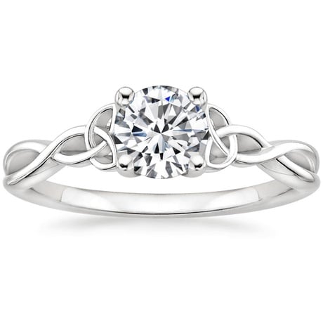 18K White Gold Entwined Celtic Love Knot Ring with Celtic Knot Diamond Ring