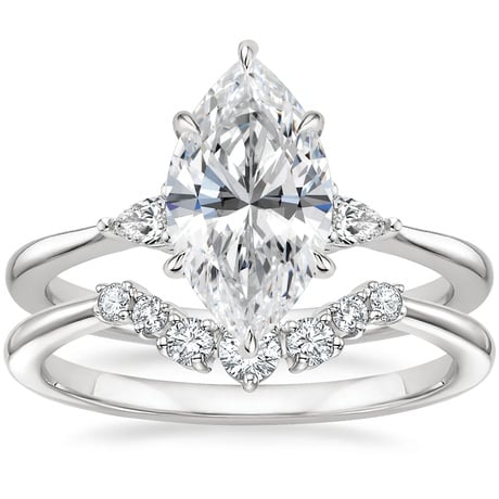 18K White Gold Aria Contoured Diamond Bridal Set