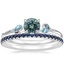 Platinum Camellia Indigo Milgrain Ring with Luxe Ballad Sapphire Ring