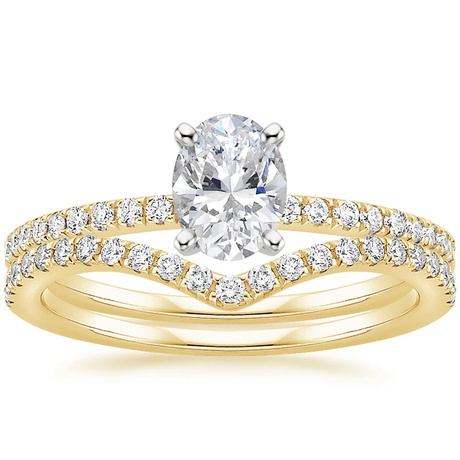 18K Yellow Gold Ballad Diamond Ring (1/8 ct. tw.) with Flair Diamond Ring (1/6 ct. tw.)