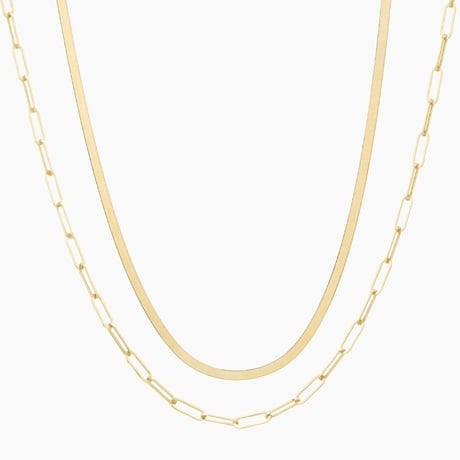 The Trendsetter Herringbone and Paperclip Chain Necklace Set