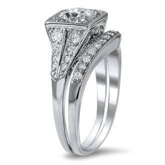 Custom Antique Inspired Pave Milgrain Diamond Matched Set