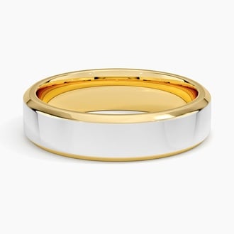 Mixed Metal Beveled Edge 5.5mm Wedding Ring