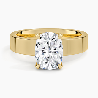 Peyton 4mm Solitaire with 2ct Elongated Cushion Certified Lab Diamond in 18K Yellow Gold