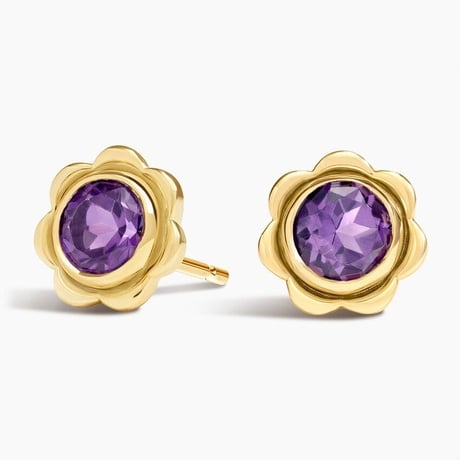 Amethyst Flower Stud Earrings