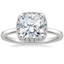 18K White Gold French Halo Diamond Ring, smalltop view