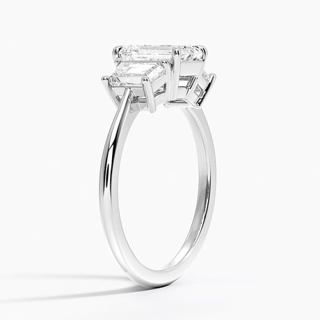 Luxe Embrace Three Stone Trapezoid Diamond Engagement Ring