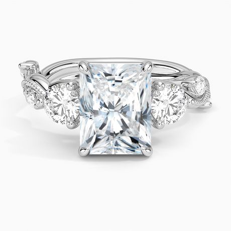Platinum Vintage Secret Garden Three Stone Diamond Ring