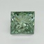 3.13 Ct. Fancy Vivid Green Princess Lab Grown Diamond