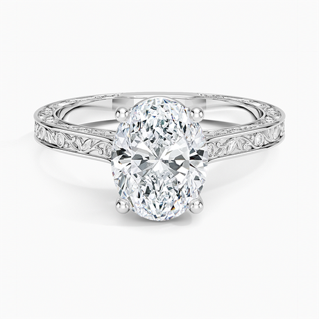 18K White Gold Grove Perfect Fit Engraved Diamond Ring (1/10 ct. tw.)