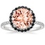 18K White Gold Waverly Halo Diamond Ring with Black Diamond Accents, smalltop view