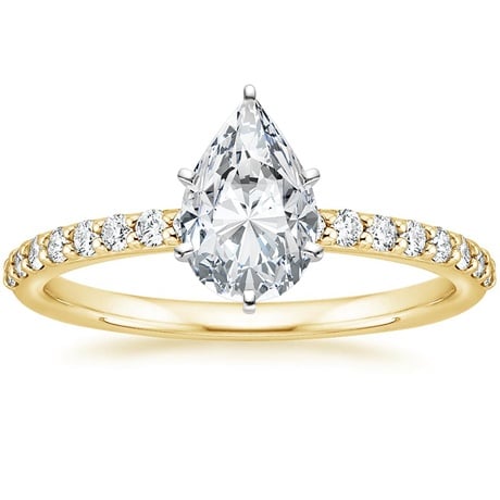 18K Yellow Gold Six Prong Petite Shared Prong Diamond Bridal Set
