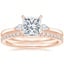 14K Rose Gold Perfect Fit Three Stone Pear Diamond Ring with Luxe Ballad Diamond Ring