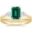 18K Yellow Gold Opera Diamond Ring with Petite Curved Wedding Ring