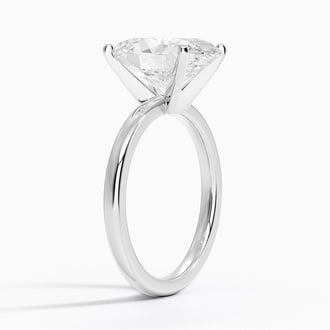 Comfort Fit 2mm Solitaire with 4ct Oval Certified Lab Diamond in 18K White Gold