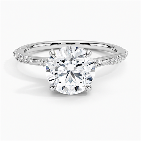 Platinum Camellia Hidden Accent 1.5mm Diamond Ring