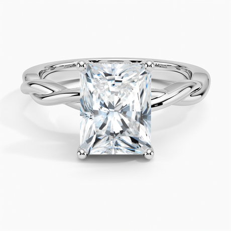 18K White Gold Twisted Vine Hidden Halo Diamond Ring