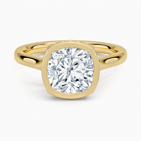 Bezel Halo Engagement Ring - Hidden Halo