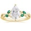 18K Yellow Gold Willow Ring With Lab Emerald Accents, smalltop view