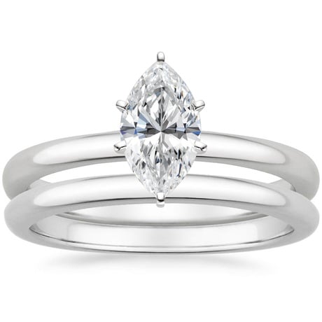 18K White Gold Six-Prong 2mm Comfort Fit Bridal Set