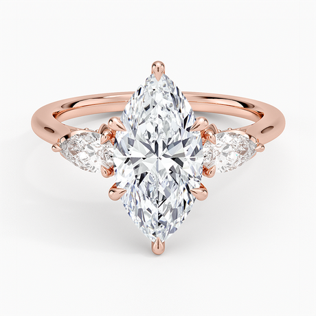 14K Rose Gold Petal Pear Three Stone Diamond Ring (1/2 ct. tw.)