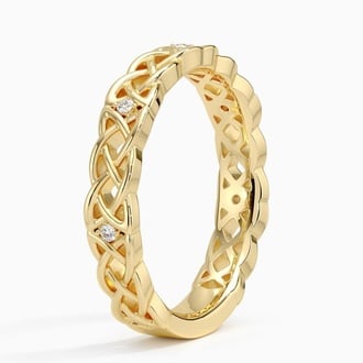 Celtic Knot Diamond Ring in 18K Yellow Gold