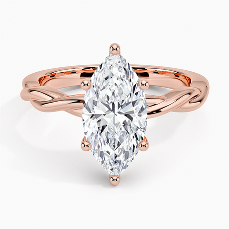 14K Rose Gold Twisted Vine Hidden Halo Diamond Ring