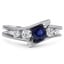 Custom Modern Bypass Shank Sapphire and Diamond Ring
