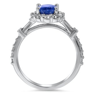 Custom Vintage-Inspired Sapphire and Diamond Ring with Floral Halo