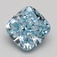 4.21 Ct. Fancy Intense Greenish Blue Cushion Lab Grown Diamond