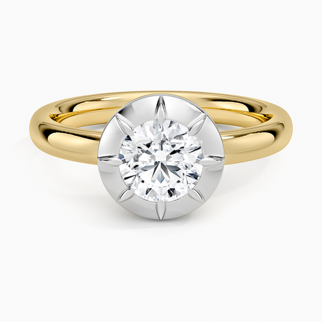 18K Yellow Gold Harper Mixed Metal Solitaire Ring