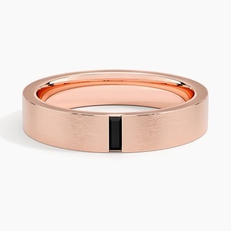 Apollo Black Diamond 4.5mm Wedding Ring in 14K Rose Gold